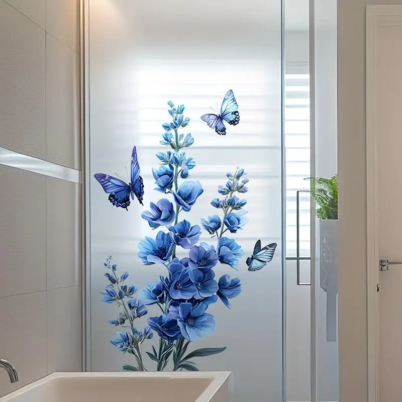 Rose Floral Glass Door Sticker – Removable Waterproof PVC Decal Window Decal Sticker SPOT