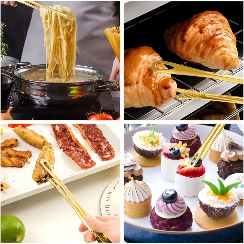 3-Pack Gold-Plated Stainless Steel Korean BBQ Grill Tongs BBQ Grill Tongs SPOT