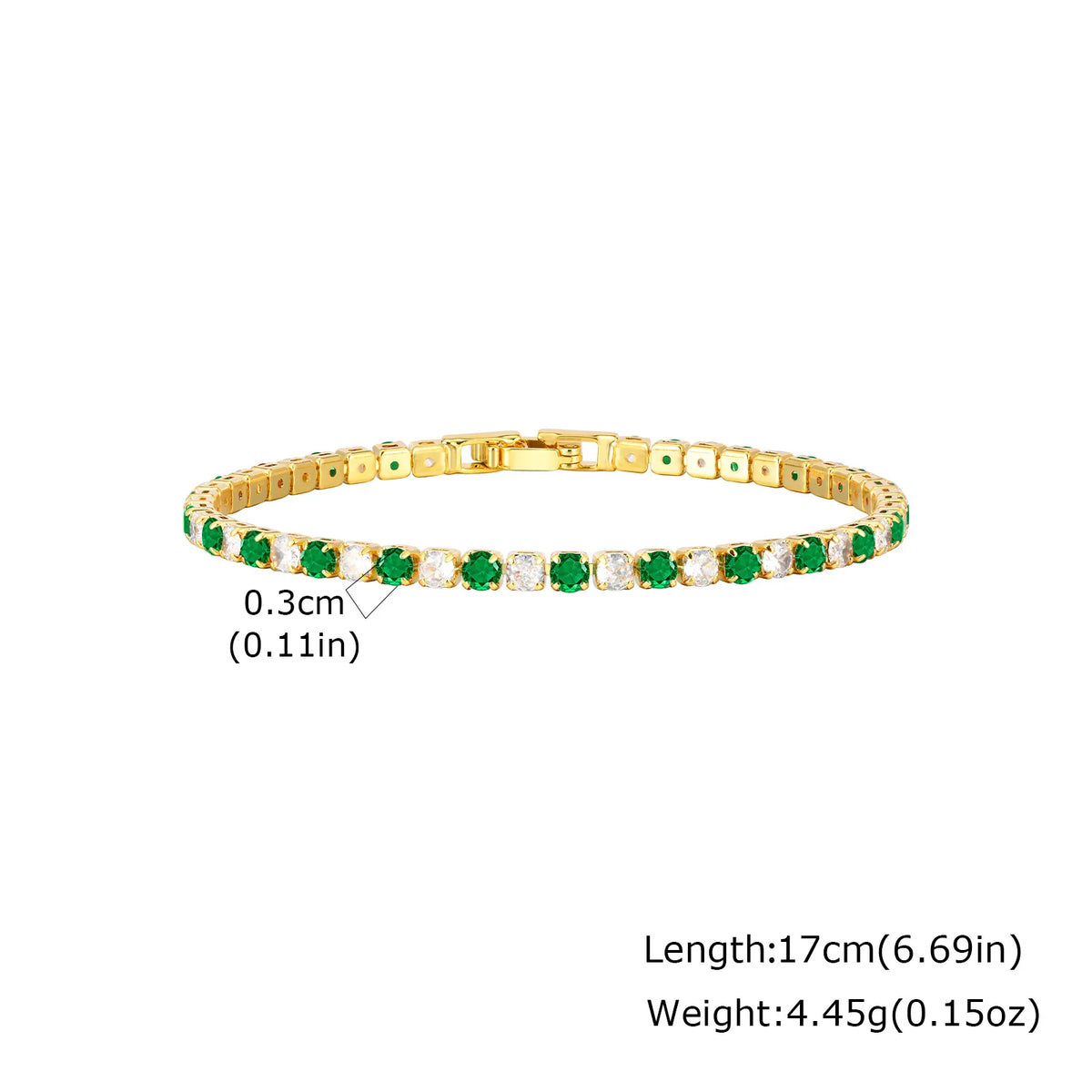 Two-Tone Tennis Bracelet – 3mm Cubic Zirconia Stacking Bangle Tennis Bracelet SPOT PBR-399G04 17cm