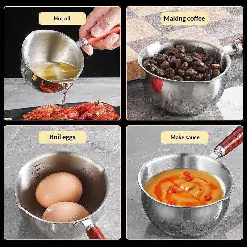 Stainless Steel Mini Oil Heating Pot – Wooden Handle Mini Oil Heating Pot SPOT