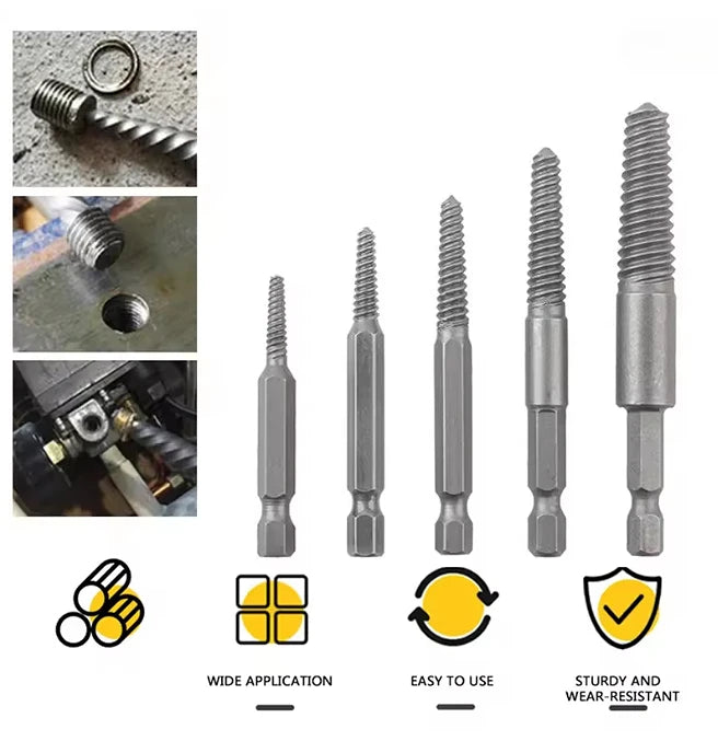 5-Piece Screw Extractor Drill Bit Set – Broken Bolt Remover Screw Extractor Set SPOT