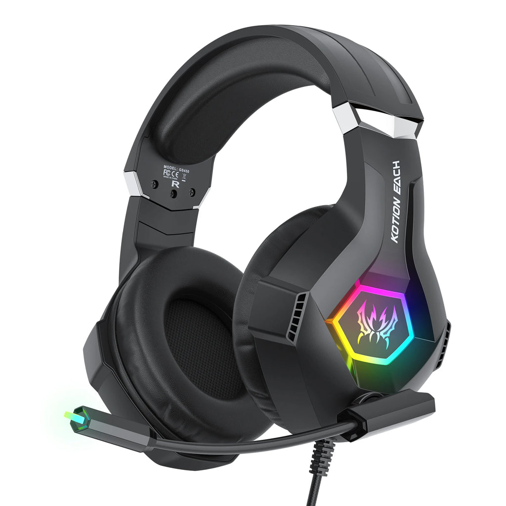 VIKEFON GS450 Wired Gaming Headset RGB Bass Mic PS5 Xbox PC Wired Gaming Headset SPOT Black RGB GS450