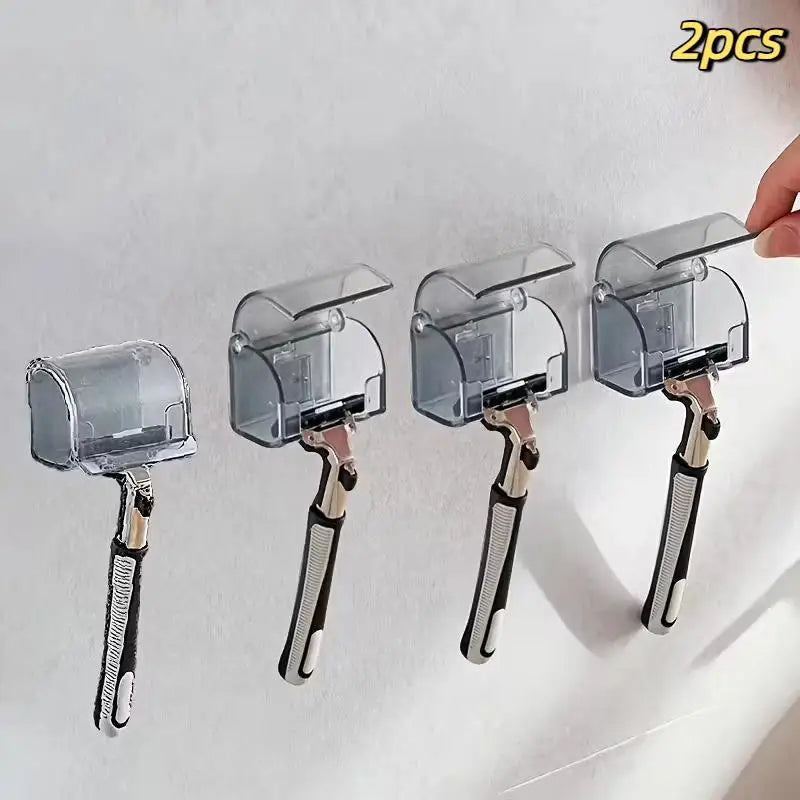 2-Pack Self-Adhesive Razor Holder – Wall-Mounted Shaver Rack Razor Holder Rack SPOT