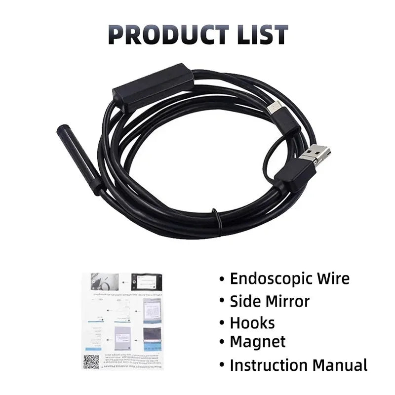 360° Rotating Borescope 1080P – 6mm Waterproof Inspection Camera Inspection Camera SPOT Non rotatably 2M 6mm