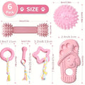 KEMORELA 6-Piece Dog Chew Toy Set – Bones, Ball & Donut Dog Chew Toy Set SPOT Pink B