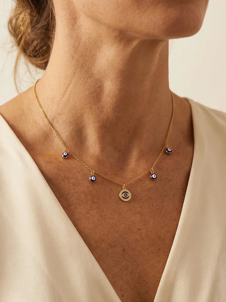 Evil Eye Pendant Necklace – Stainless Steel Cubic Zirconia Pendant Necklace SPOT