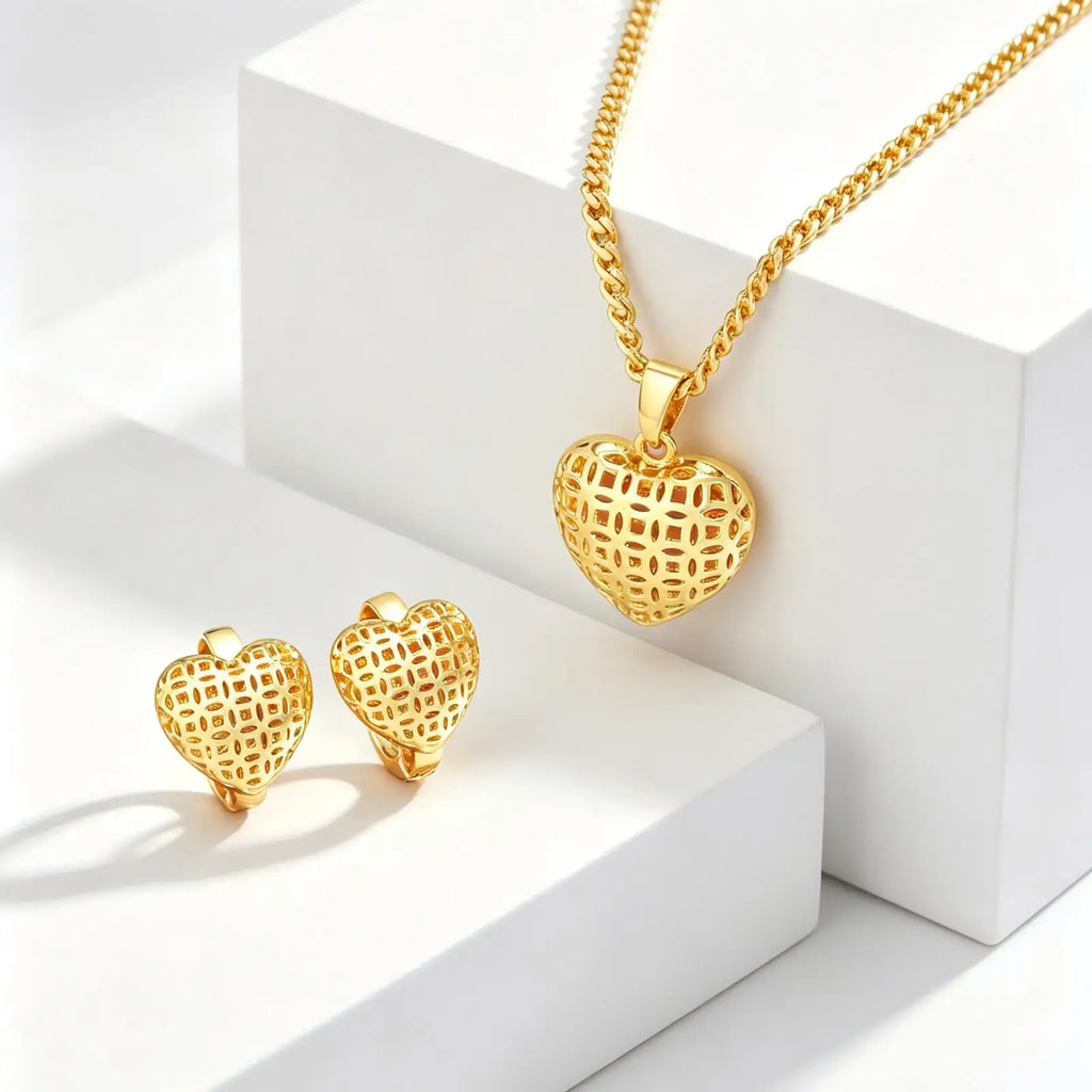 18K Gold Plated 3D Puffy Heart Huggie Hoop Earrings Huggie Hoop Earrings SPOT
