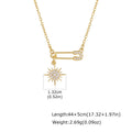 Safety Pin Necklace Pavé CZ Star Moon Sun Charm | Women Pendant Necklace SPOT NC-3063G-1