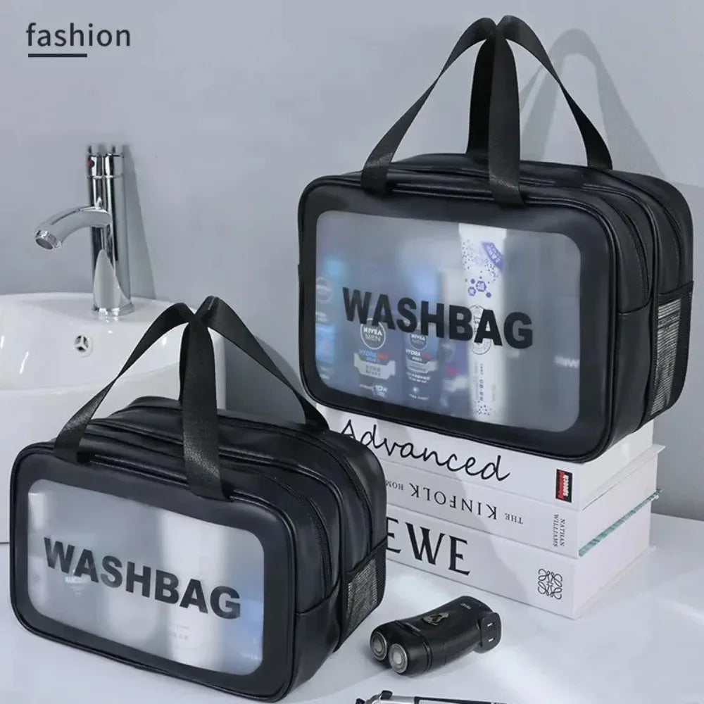 Dry-Wet Separation Transparent PU Travel Makeup & Cosmetic Bag Cosmetic Travel Bag SPOT