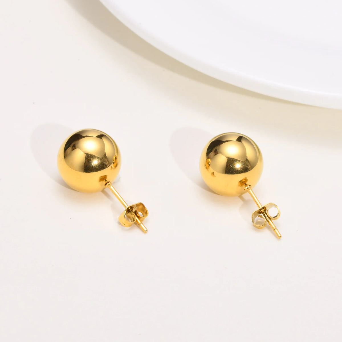 12mm Gold Ball Stud Earrings – Stainless Steel Women's Gift Stud Earrings SPOT