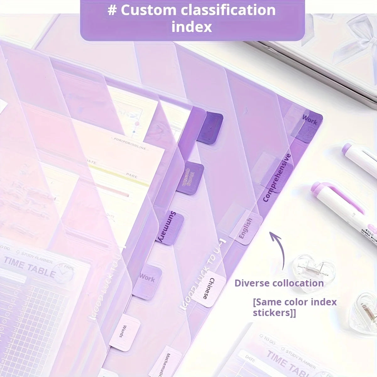 A4 6-Layer Gradient Transparent File Folder – Subject Organizer File Folder Organizer SPOT