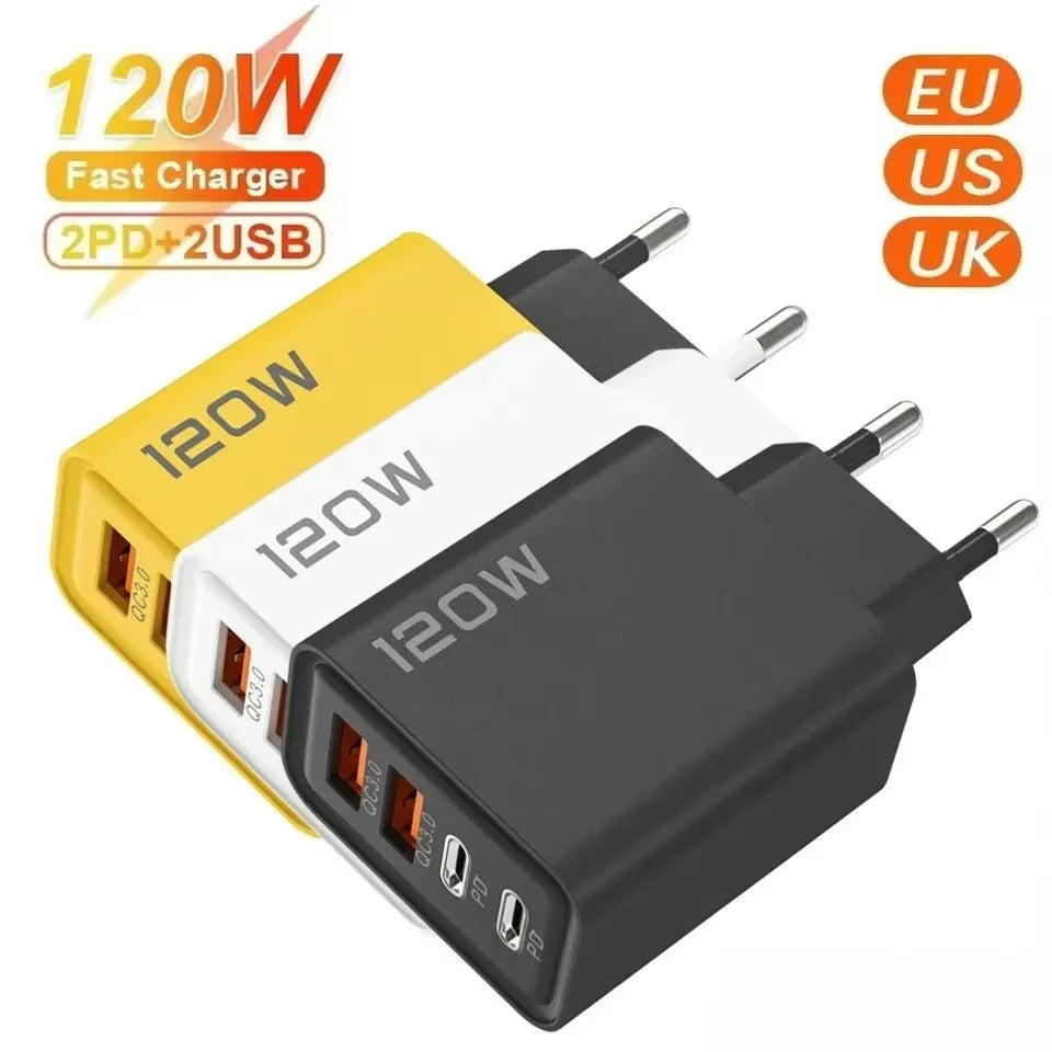 4-Port 120W USB-C PD Fast Charger | Quick Charge 3.0 Adapter USB-C Wall Charger SPOT