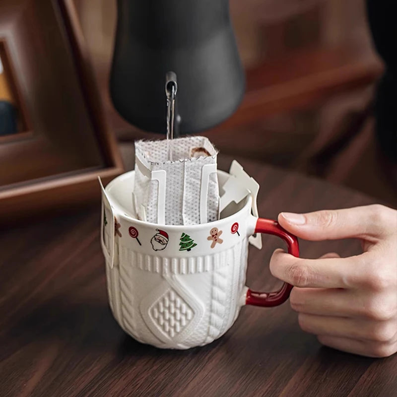 2-Pack Embossed Christmas Ceramic Mugs – Holiday Coffee Cups Christmas Ceramic Mugs SPOT