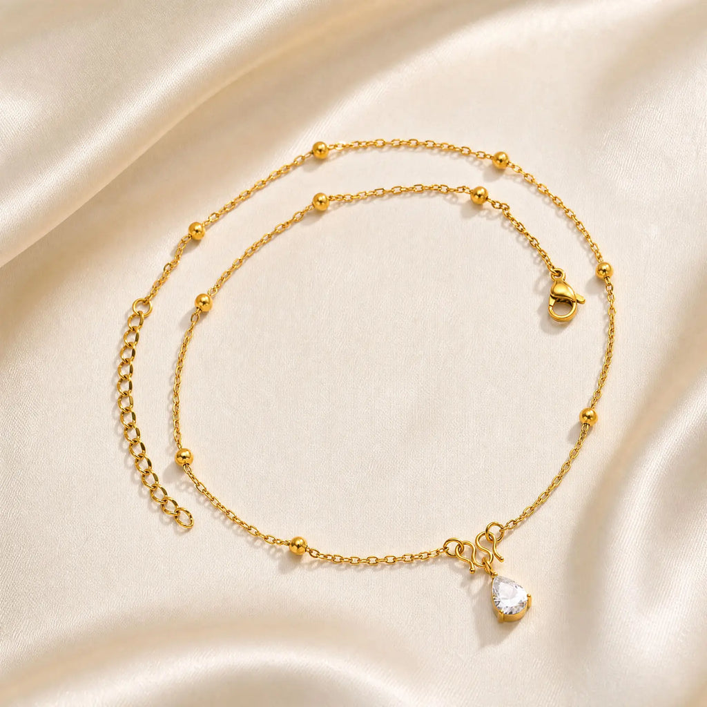 Water Drop CZ Pendant Necklace – 18K Gold Stainless Steel Pendant Necklace SPOT