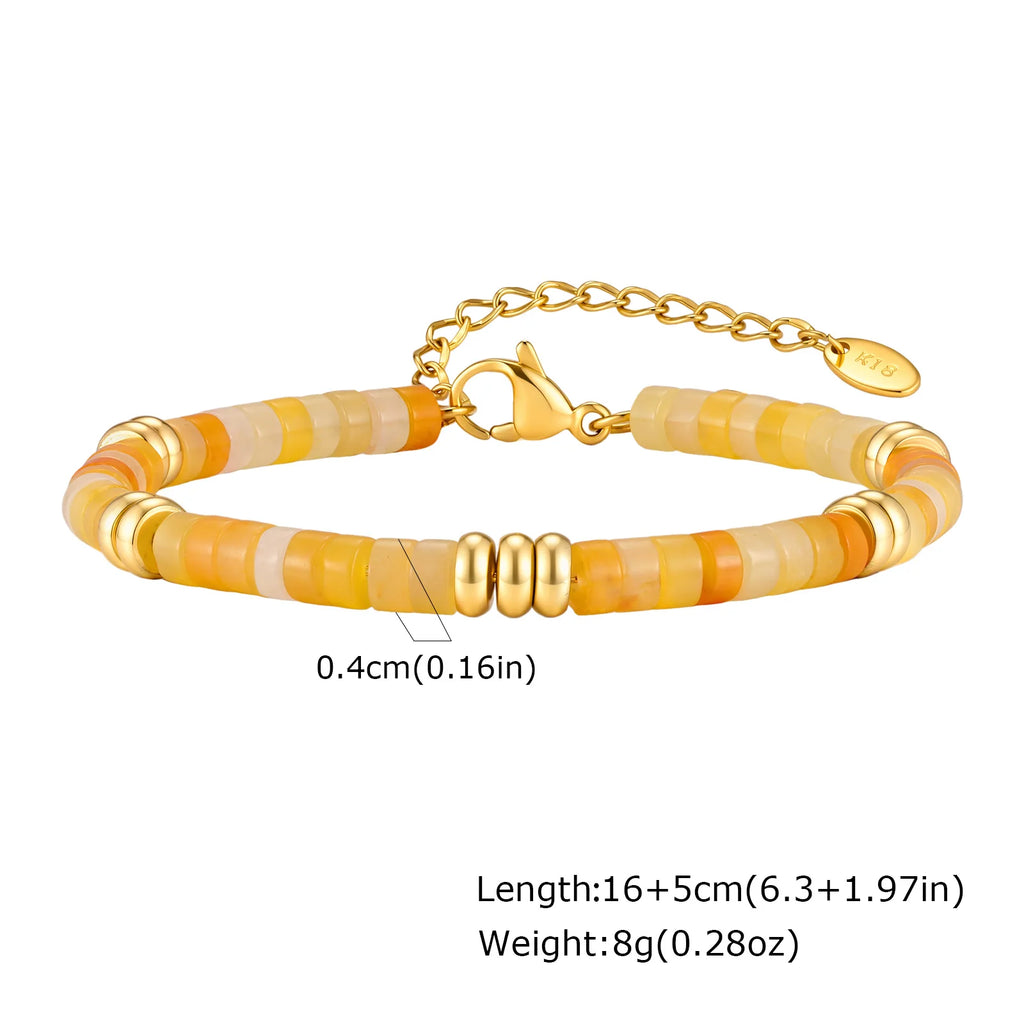 Natural Stone Heishi Beaded Bracelet | 18K Gold Boho Jewelry Beaded Bracelet SPOT BR-3058G04