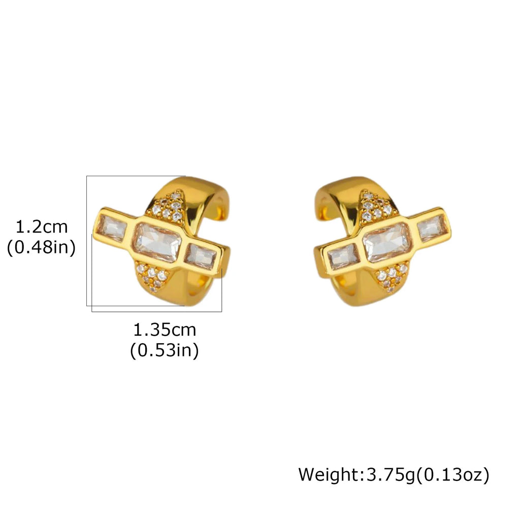 Zircon Ear Cuffs – 18K Gold Non-Piercing Geometric Clips Clip Ear Cuffs SPOT