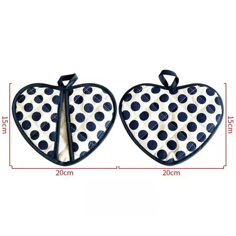 Heart-Shaped Silicone Oven Glove & Heat-Insulating Coaster Silicone Oven Mitt SPOT 2PCS Blue