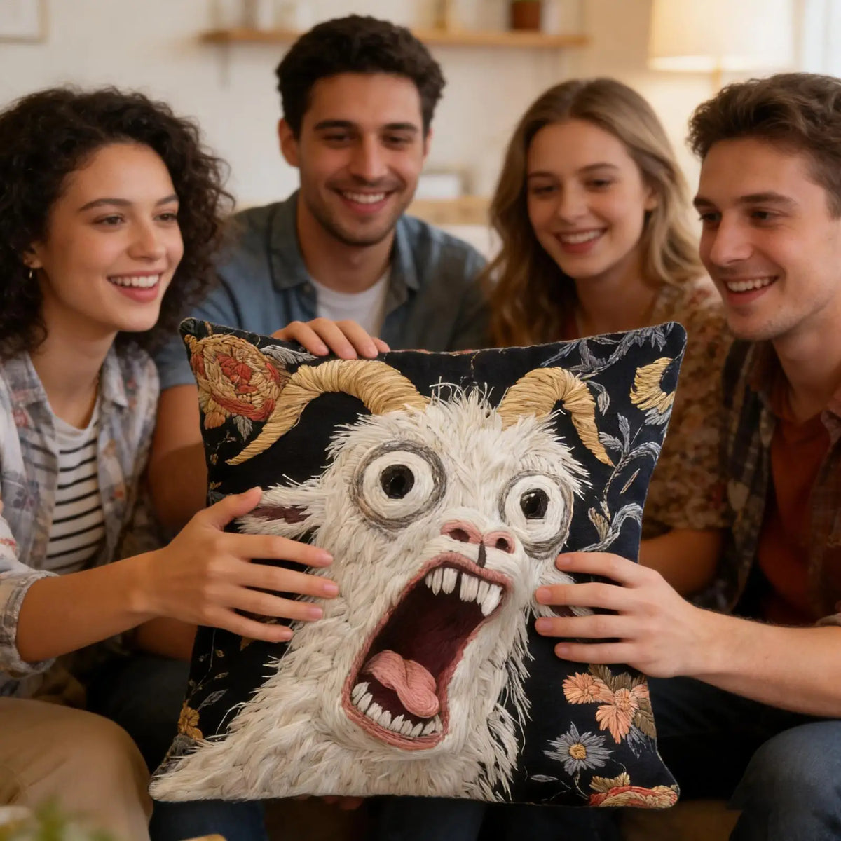 Screaming Goat Plush Pillow Cover – 45x45cm Cushion Cover Decorative Pillow Cover SPOT