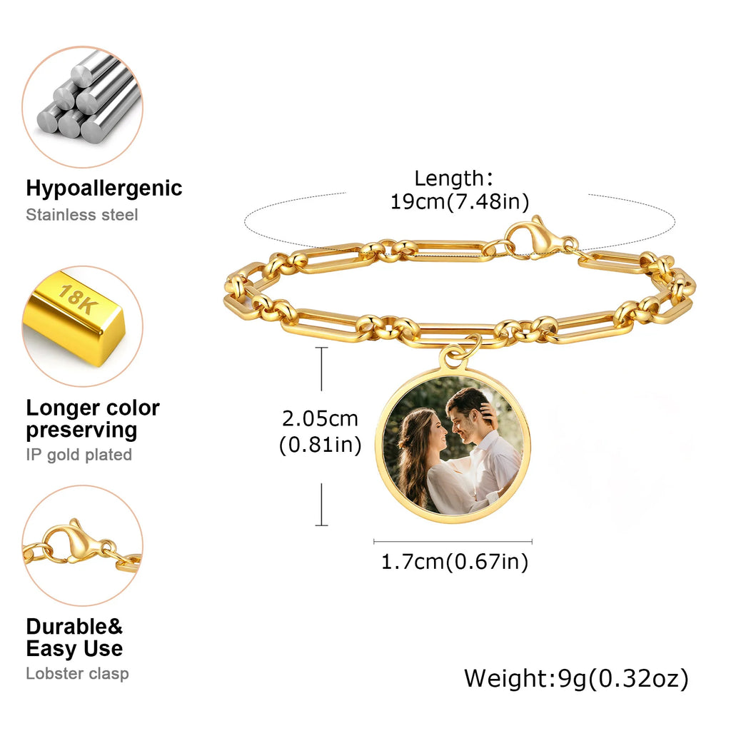 Personalized Photo Locket Charm Bracelet for Women | Custom Custom Photo Bracelet SPOT BR-2200G01