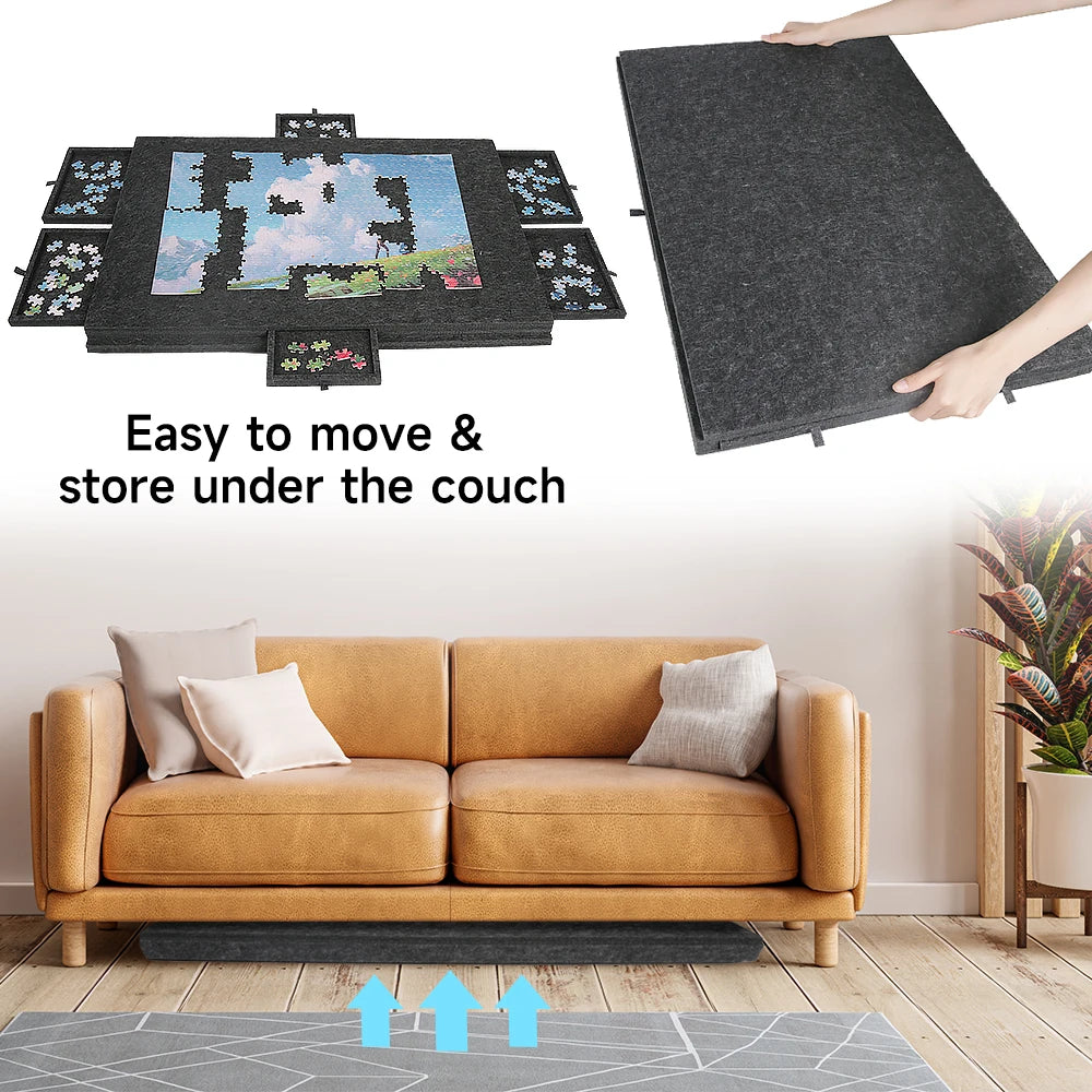 Jigsaw Puzzle Board with 6 Drawers – Adjustable Felt Table Puzzle Board SPOT