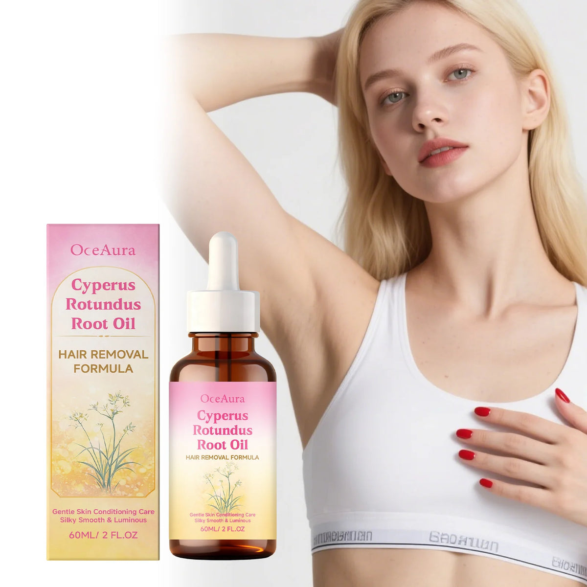 OceAura Cyperus Rotundus Hair Removal Oil 60ml – Body & Legs Hair Removal Oil SPOT