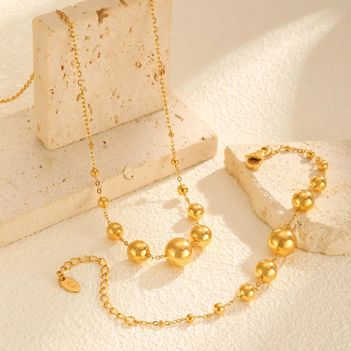 Meaeguet 18K Gold Ball Bead Chain Bracelet – Waterproof Gold Chain Bracelet SPOT