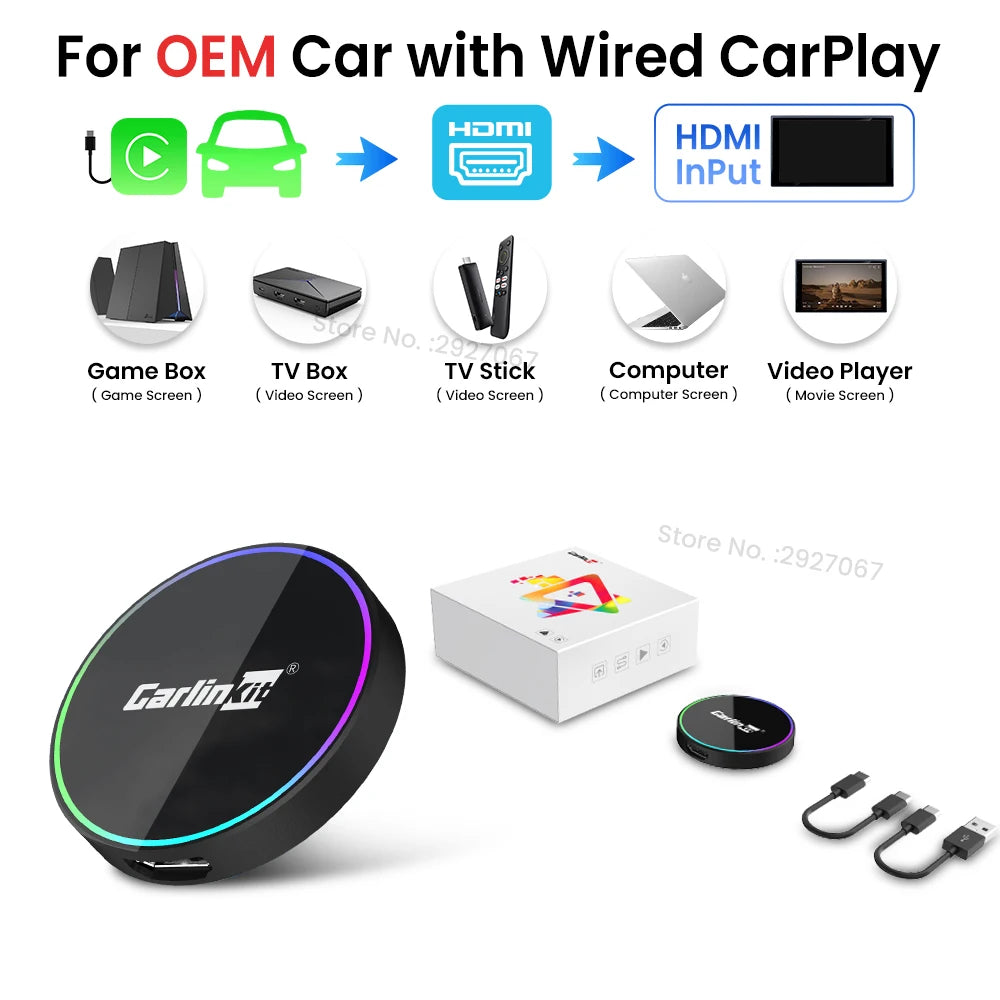 CarlinKit 3-in-1 Wireless CarPlay Android Auto HDMI Adapter 2K Car Wireless Adapter SPOT HD2CP Pro 3 in 1 box for CarPlay Car