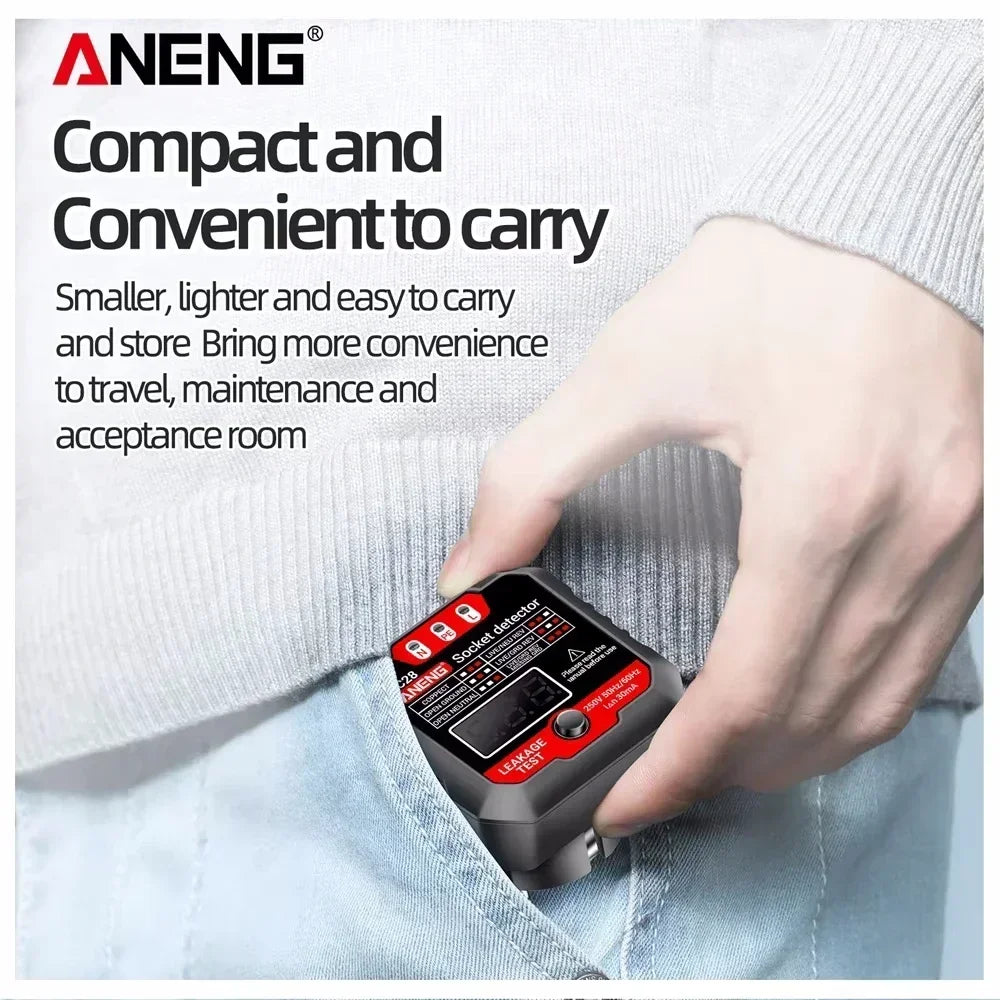 ANENG AC28 Socket Tester – LCD Polarity & Voltage Detector Socket Polarity Tester SPOT
