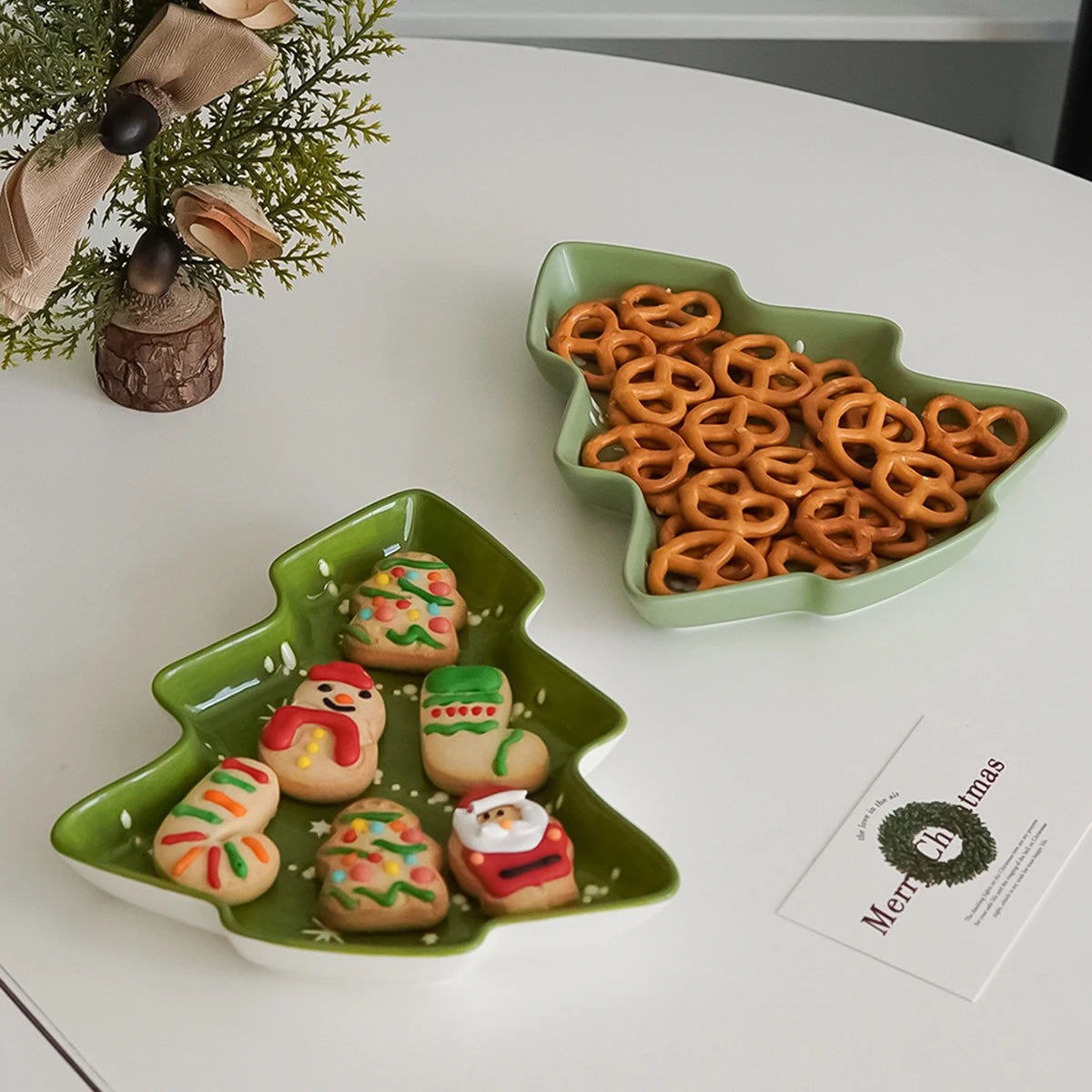 Ceramic Christmas Tree Dessert Tray – Festive Holiday Plate Ceramic Serving Tray SPOT