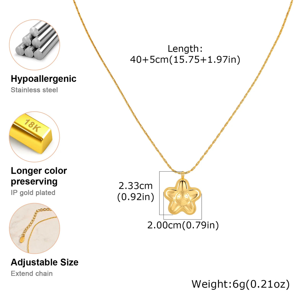 18K Gold Flower Pendant Necklace – Dainty Floral Charm Women Pendant Necklace SPOT