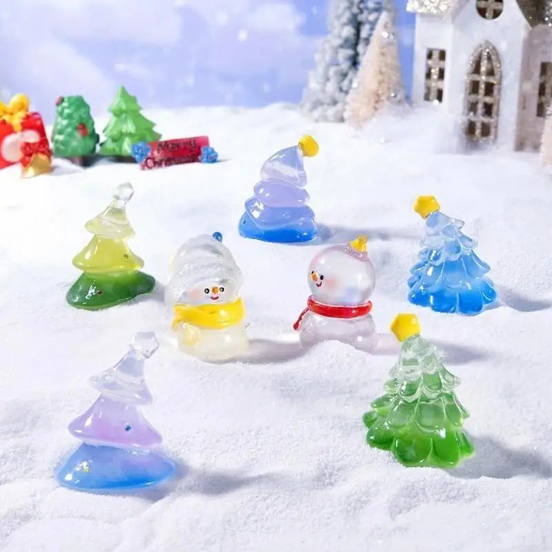 Mini Translucent Resin Christmas Figurines – Snowman & Tree Christmas Resin Figurine SPOT