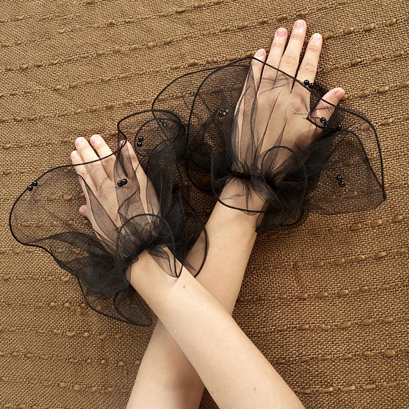 Tulle Fake Pleated Cuff Sleeves – Pearl Nail Art Photo Display Nail Art Accessory SPOT