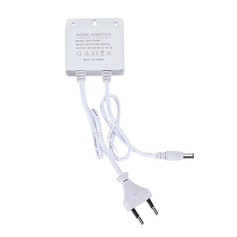 Waterproof 12V 2A Power Adapter – EU/US Plug for CCTV & DVR Power Adapter SPOT White EU Plug