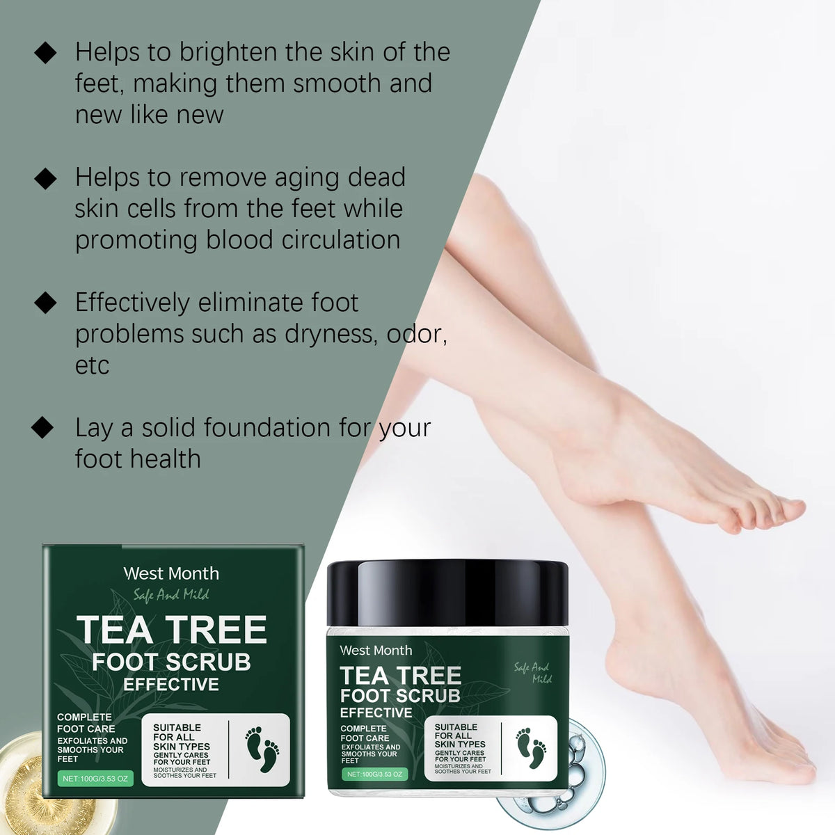 Tea Tree Foot Scrub – Exfoliating Sea Salt Foot Scrub 100g Foot Scrub SPOT
