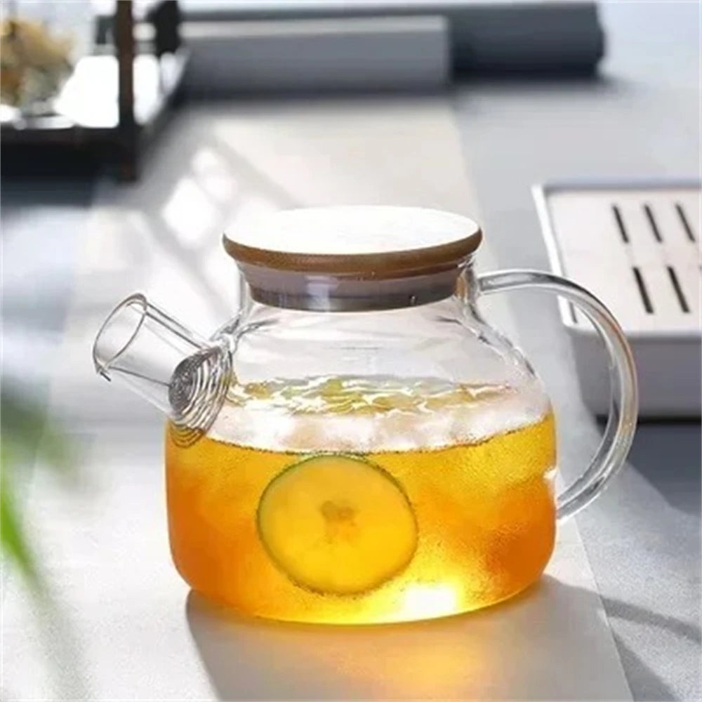 Borosilicate Glass Teapot 1L/1.8L – Bamboo Lid & Filter Glass Teapot SPOT 1L