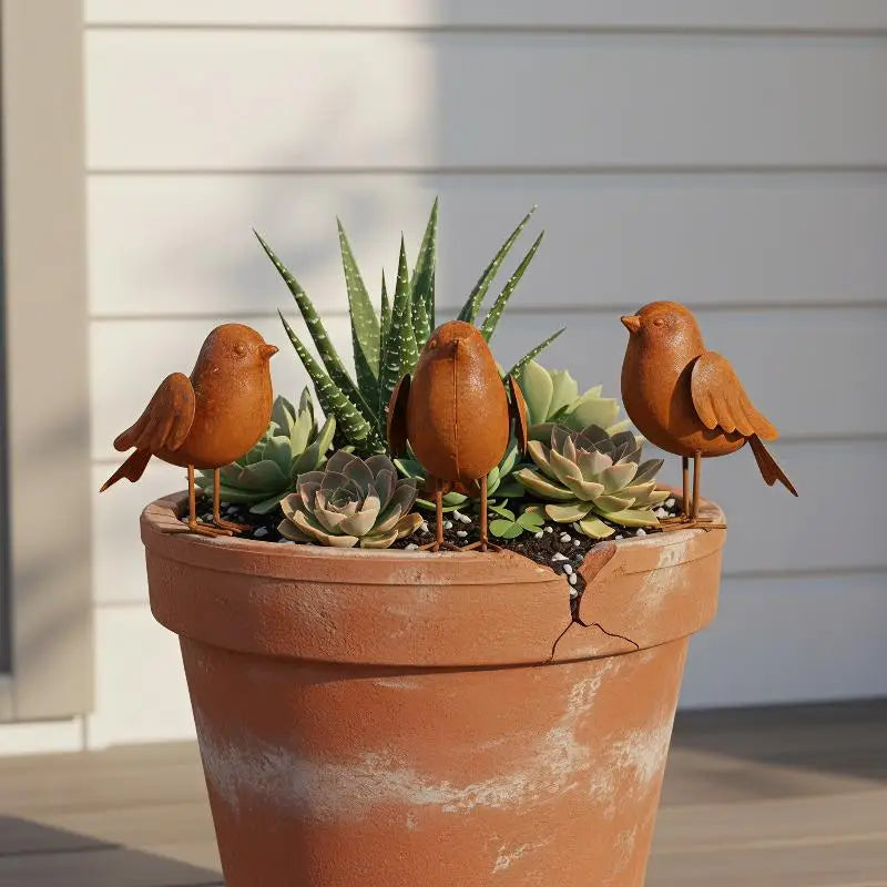 Vintage Iron Bird Figurines – Set of 3 Metal Sculptures Metal Bird Figurines SPOT