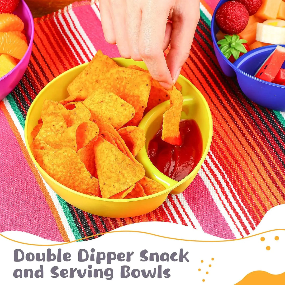 6-Piece Divided Dumpling Bowl Set with Dipping Tray | Microwave Safe Divided Serving Bowl SPOT