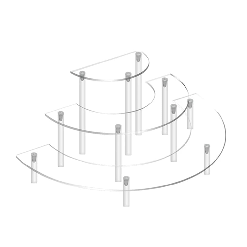 3-Tier Half Moon Acrylic Display Stand – Desserts & Cosmetics Acrylic Display Stand SPOT 1 Set Tier Half Moon Shape