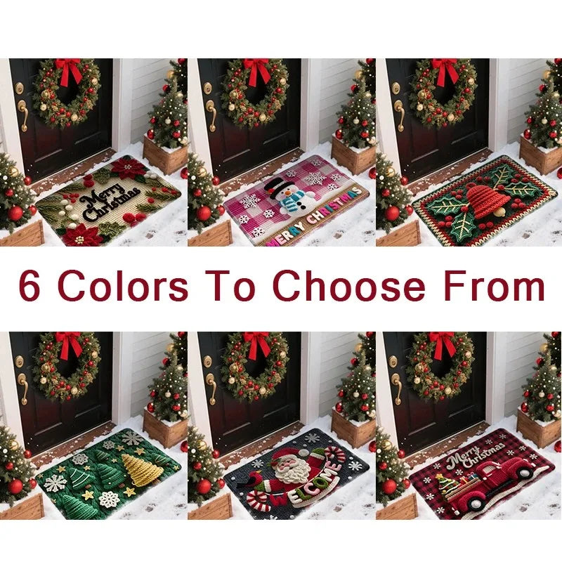 Christmas Door Mat – Santa & Gingerbread Man Indoor/Outdoor Holiday Door Mat SPOT