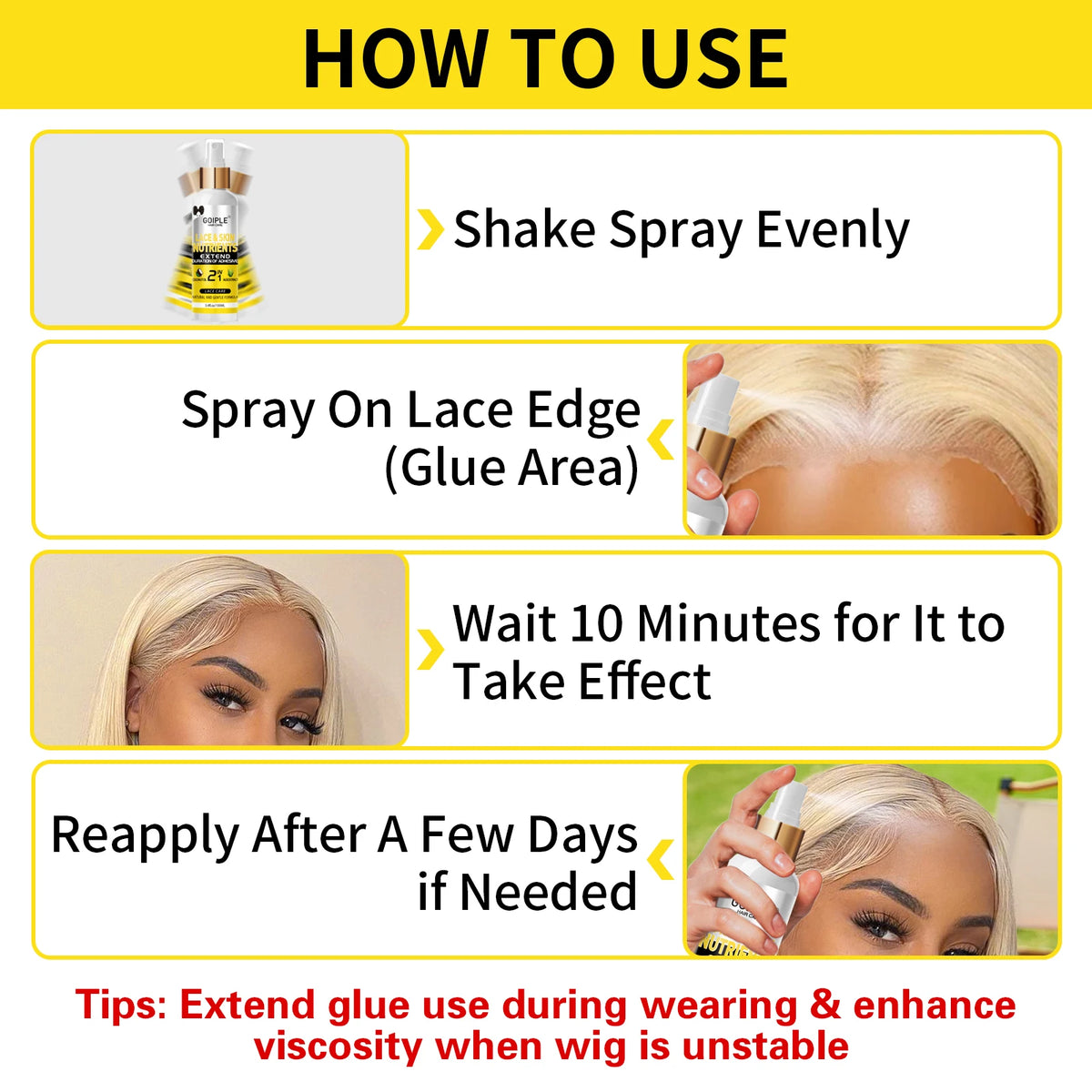 Goiple Lace & Skin Nutrients with Coconut Oil 100ml Lace Wig Care Serum SPOT
