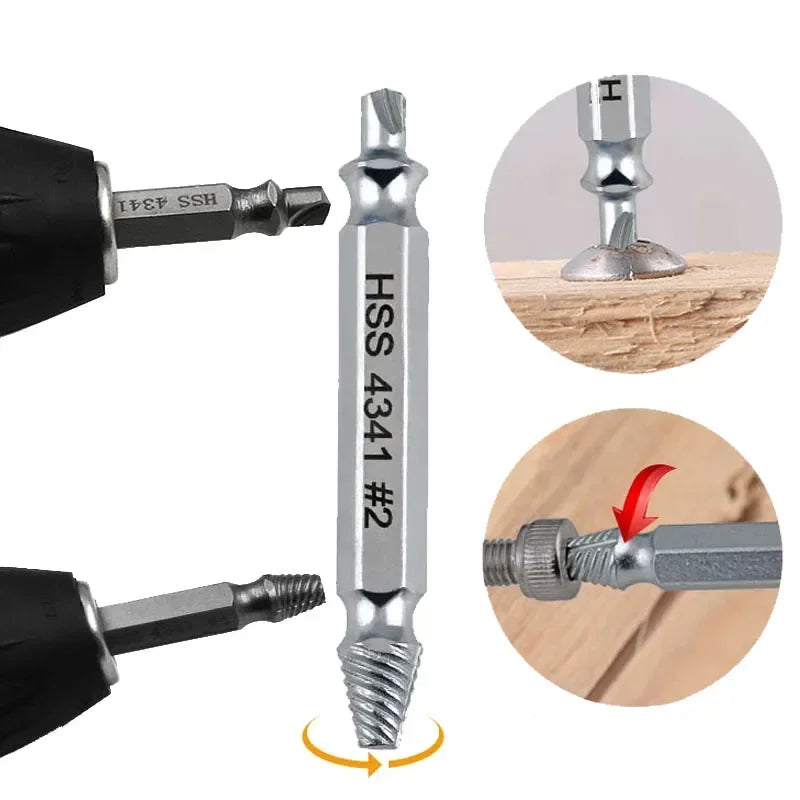 Double-Ended Screw Extractor Set – Stripped Bolt Remover Kit Screw Extractor Set SPOT