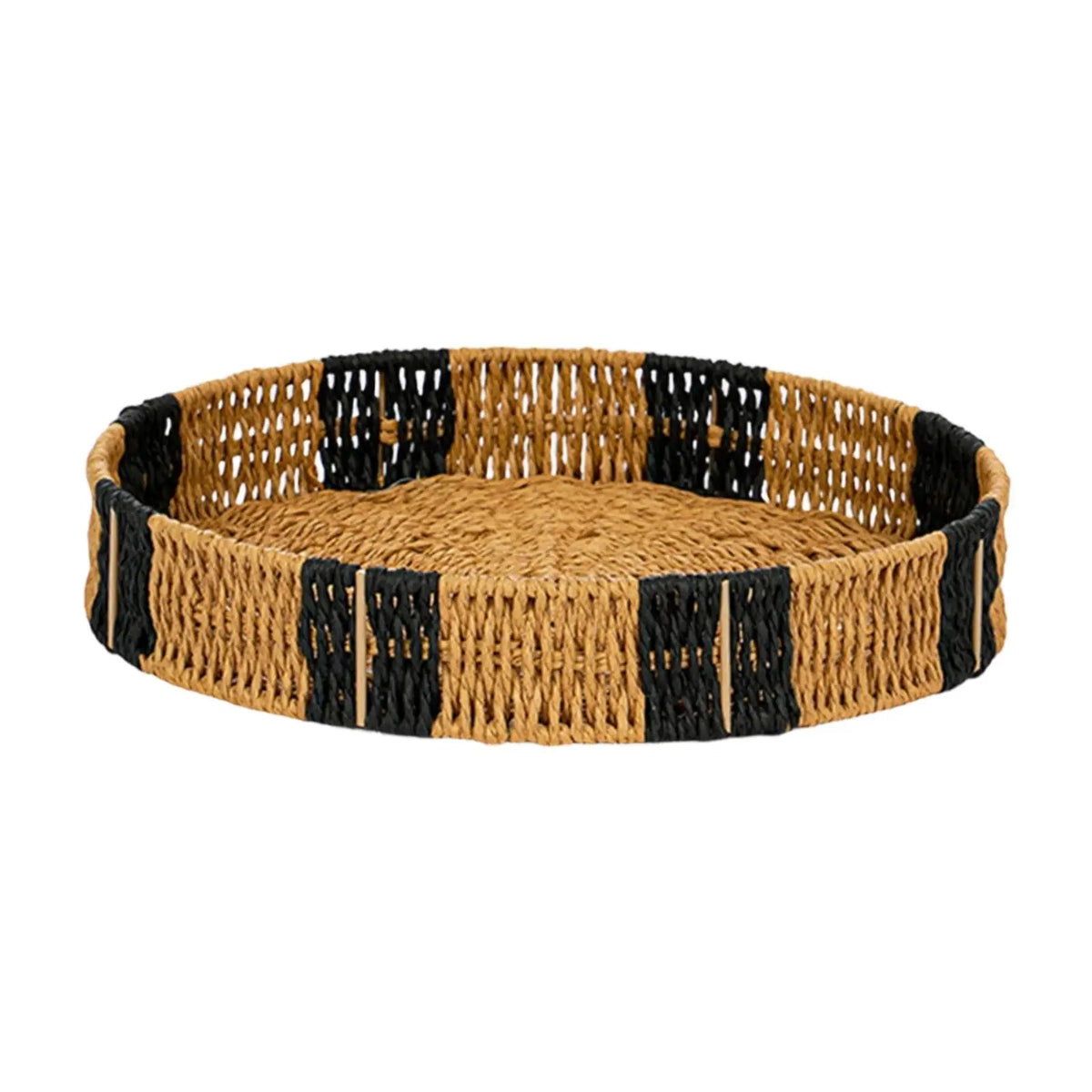 Woven Round Serving Tray – Handcrafted Paper Rope Basket Woven Serving Tray SPOT