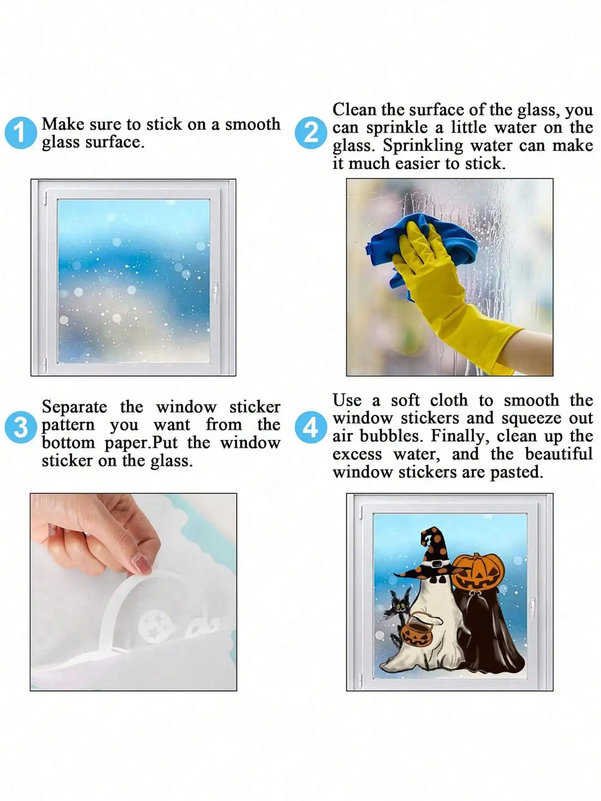 Halloween Static Window Clings – Ghost, Pumpkin, Bat & Spider Web Window Clings SPOT