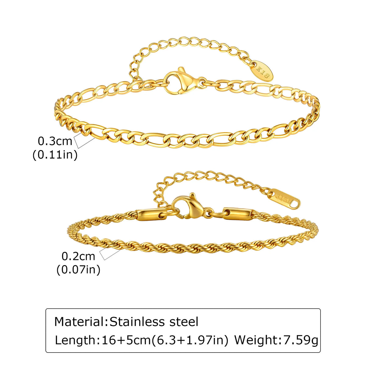 18K Gold Plated Bracelet Set 2Pcs – Waterproof, Tarnish-Free Gold Bracelet Set SPOT style 5