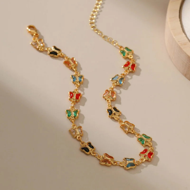 Butterfly CZ Link Bracelet – 18K Gold Plated Stainless Steel Chain Link Bracelet SPOT
