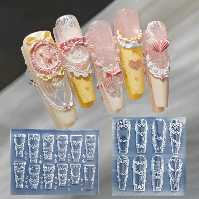 3D Bow & Flower Silicone Nail Mold – DIY Manicure Stamp Nail Art Mold SPOT