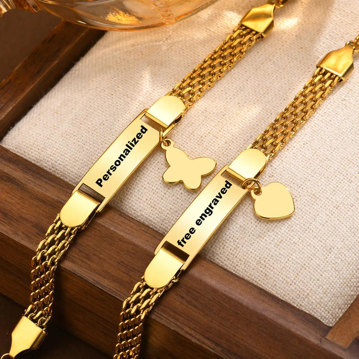Personalized Baby Name Bracelet – Butterfly Heart Engraved Personalized Bracelet SPOT