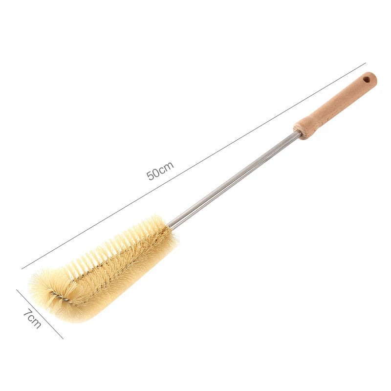 Wooden Long Handle Bottle Brush – Glass & Stainless Scrubber Bottle Cleaning Brush SPOT 50x7cm