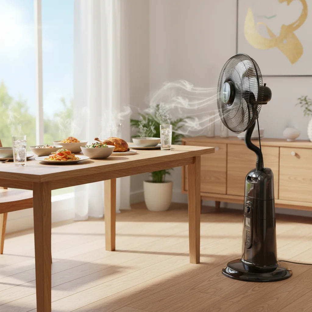 Indoor Mist Cooling Fan – 5-Blade, 3-Speed, Remote Control Mist Cooling Fan SPOT Default Title