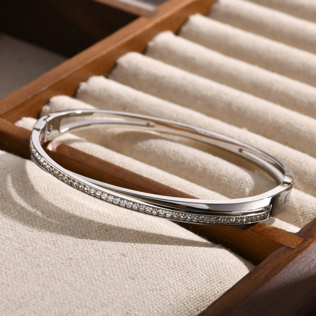 Crossover Zirconia Bangle Bracelet – Sparkly Women's Jewelry Bangle Bracelet SPOT